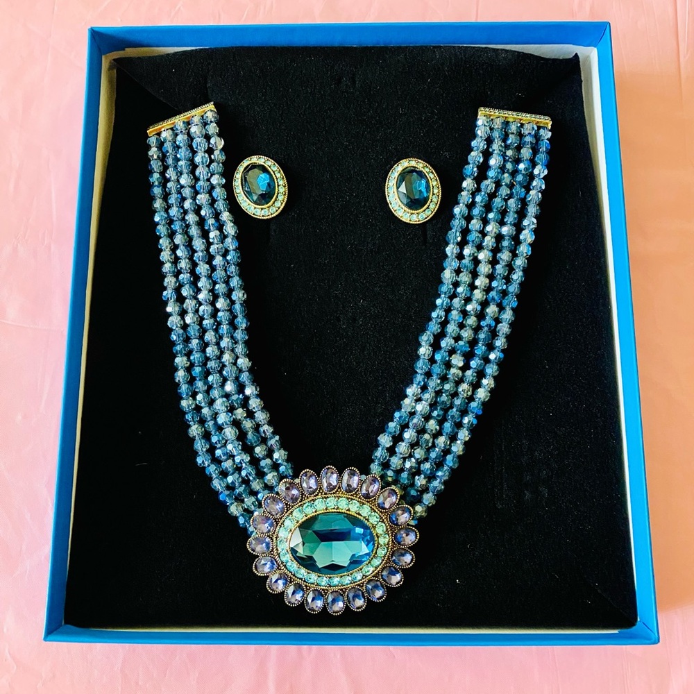 Heidi Daus Multi-Strand Statement Necklace Earring Set